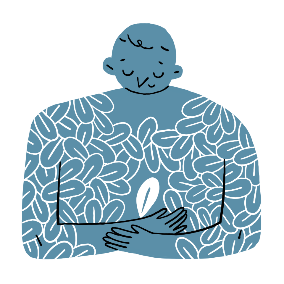 Illustration d'un homme avec ses parts. Thérapie IFS